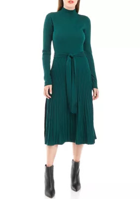 Sandra Darren Women's Turtleneck Fit and Flare Sweater Dress, Green, Medium | Belk
