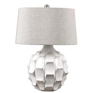 Bowery Hill Contemporary Ceramic Scalloped White Lamp | Cymax