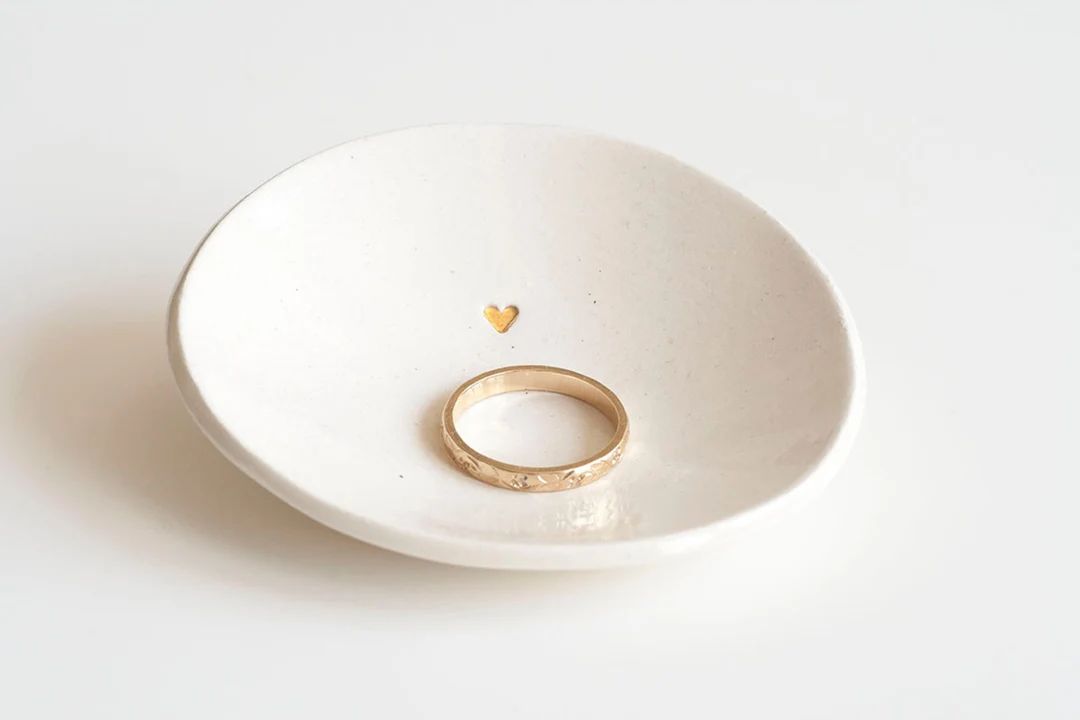 ceramic: Genuine 22k GOLD HEART Ring Dish, wedding, anniversary, love, bride, engagement, made wi... | Etsy (US)