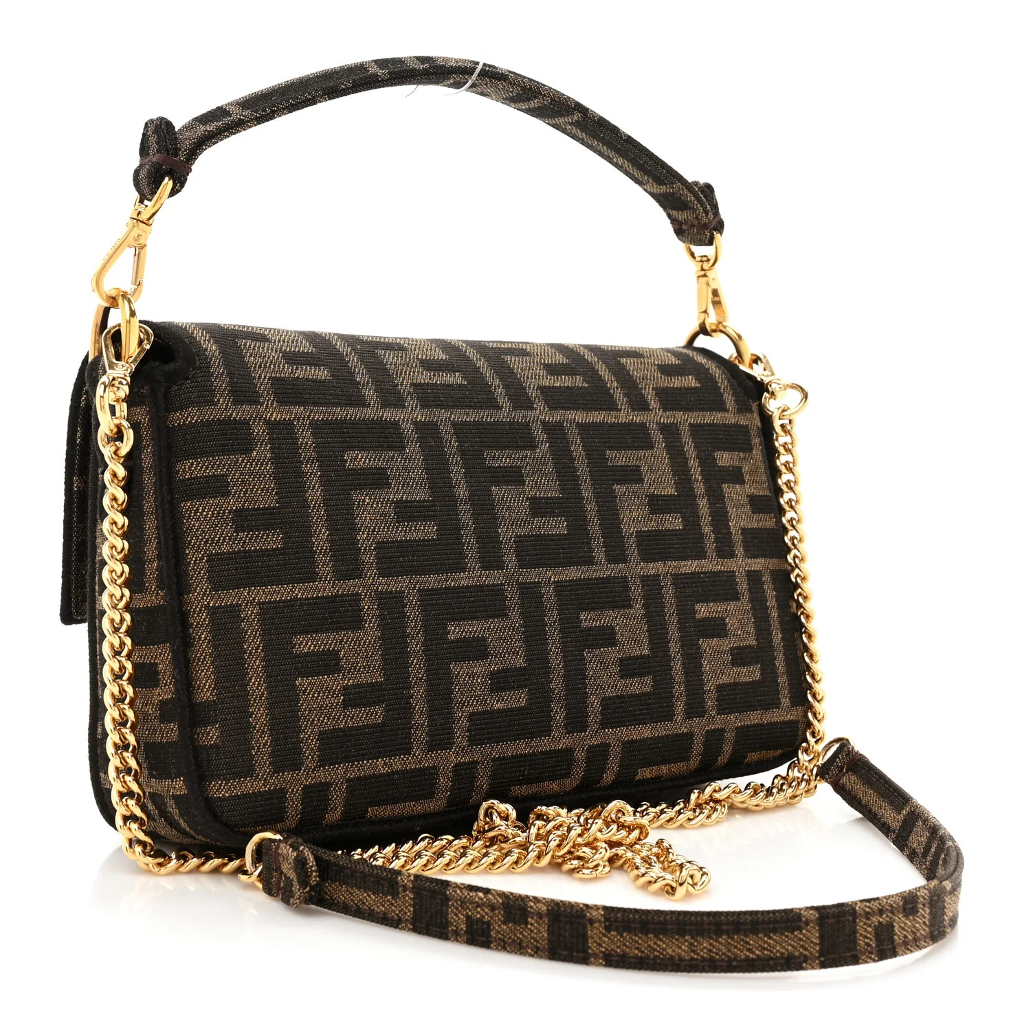 Fabric Jacquard FF 1974 Mini Baguette Tobacco Moro Black | FASHIONPHILE (US)