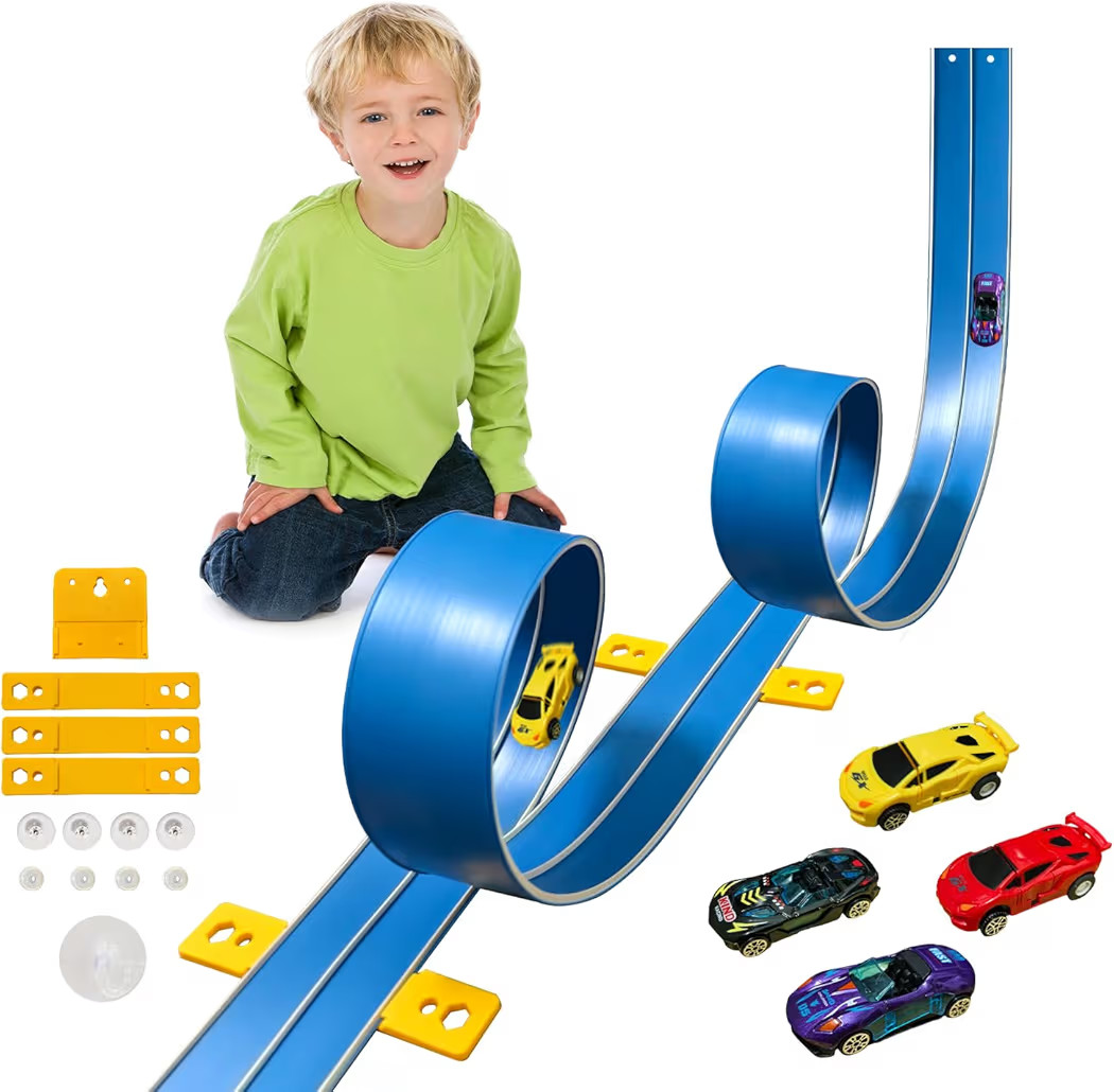15 Ft Flexible Race Car Track (Daytona Blue) for Kids,Flex Track Starter Set Compatible with Hot ... | Amazon (US)