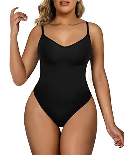 SHAPERX Women's Shapewear Bodysuit Tummy Control Body Shaper Seamless Sculpting Snatched Waist Body Suit，SZ5213-Black-2XL/3XL | Amazon (US)