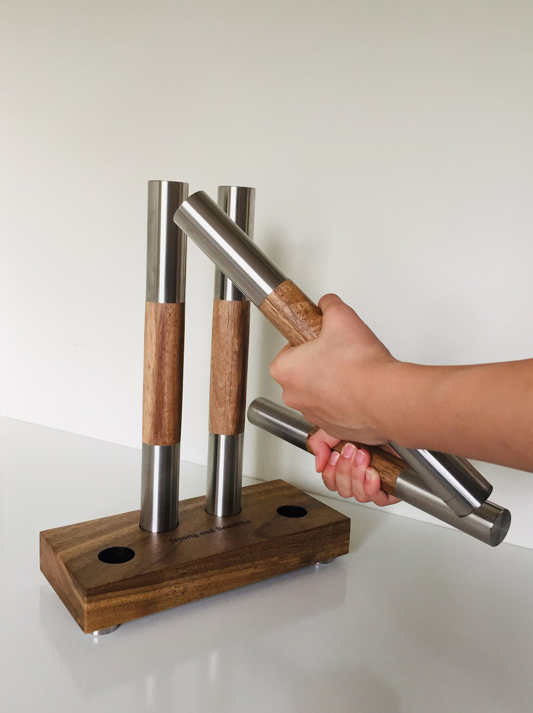 CORESICA Dumbbells Set 2x1 kg+2x2 kg made of Wood & Stainless Steel, Aerobic Weights, Home Gym Eq... | Etsy (US)