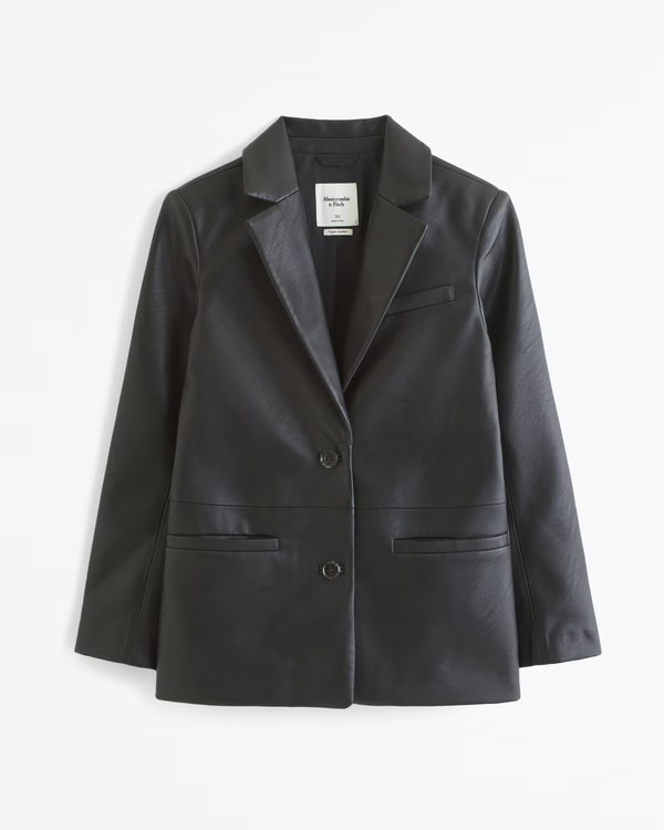 Women's Vegan Leather Blazer | Women's New Arrivals | Abercrombie.com | Abercrombie & Fitch (US)