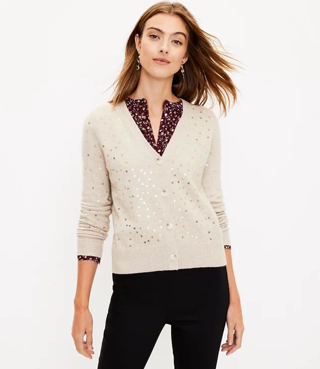 Star Sequin V-Neck Cardigan | LOFT