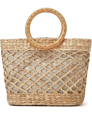 Women Tote Bag Straw Hobo Handbag Fashion Woven Top Handle Bag Shoulder Bag Beach Purse Moon Bag ... | Amazon (US)