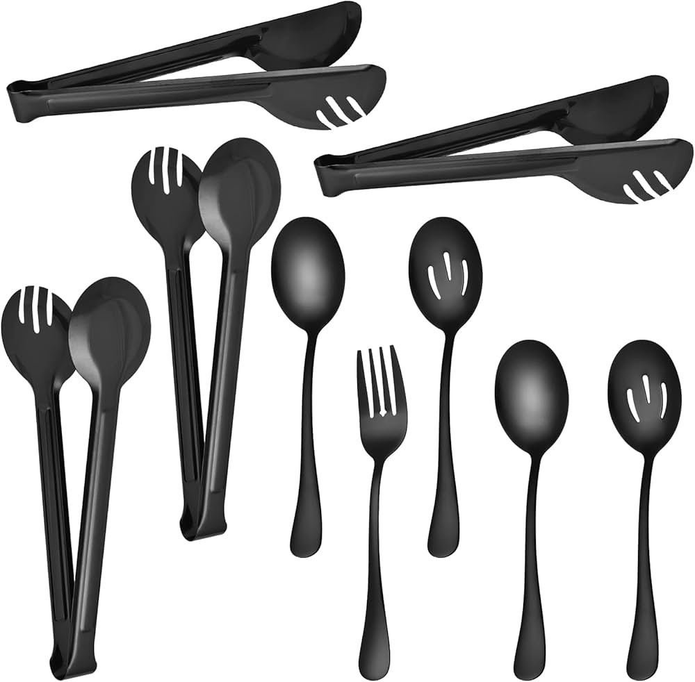 Worldity 10 Pieces Stainless Steel Flatware Serving Utensils Set, Large Serving Spoons, Multipurp... | Amazon (US)