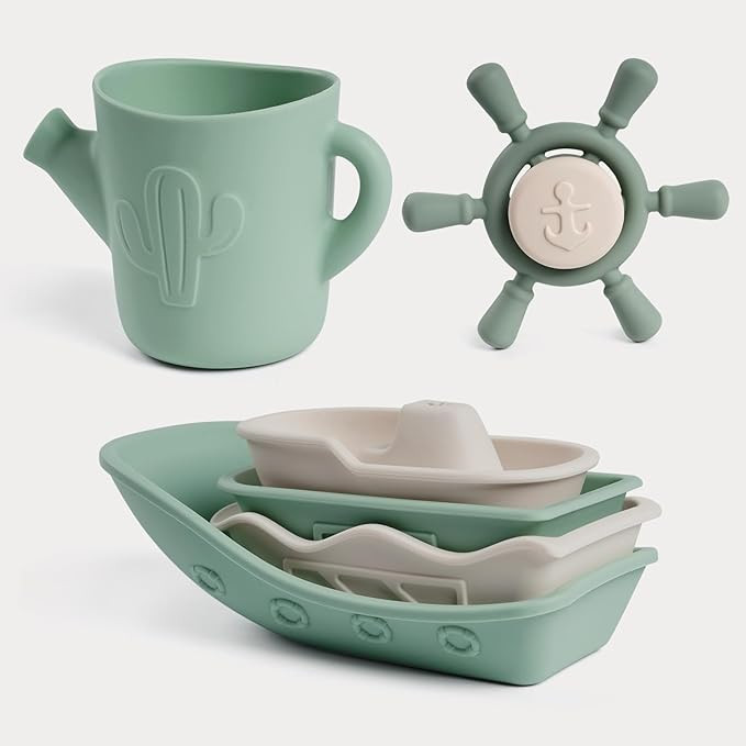 Haakaa Nautical Silicone Baby Bath Toys Set, Food Grade Silicone Bathtub Toys for Toddlers, Mold-... | Amazon (US)