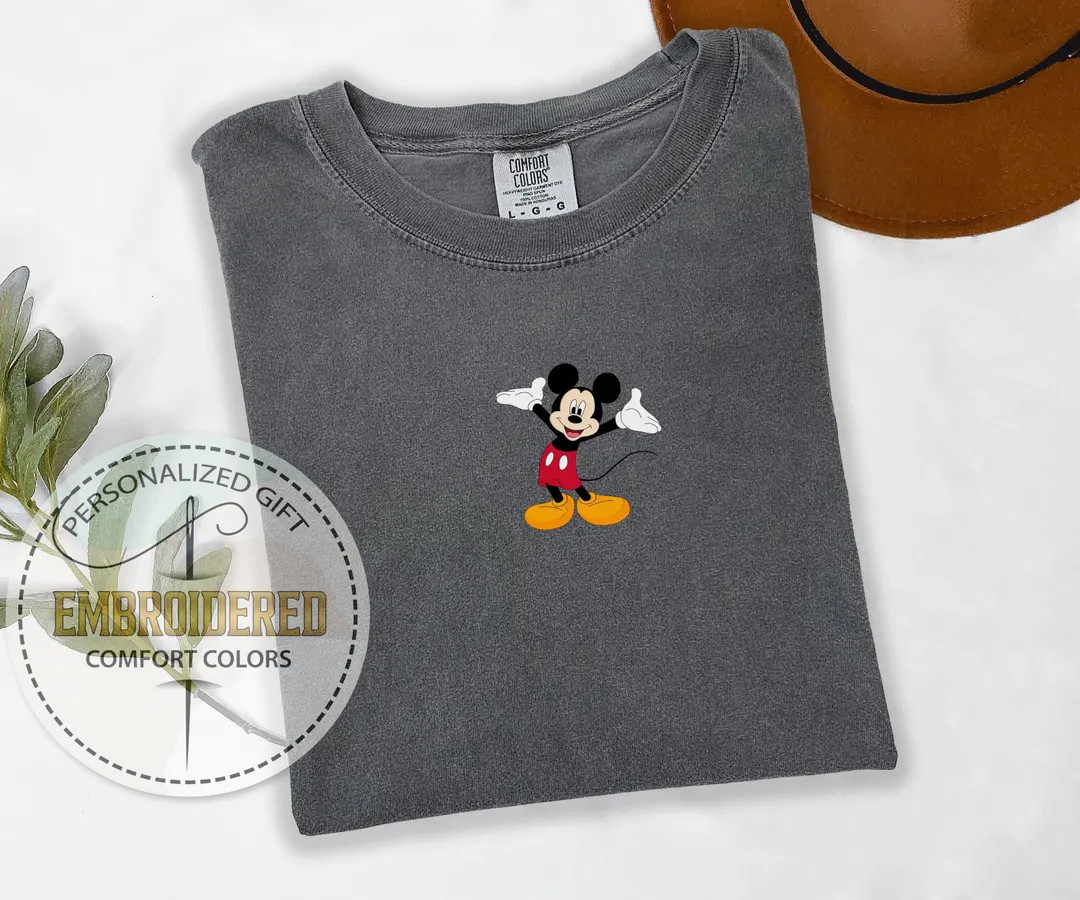 Embroidery Disney Shirt, Mickey Minnie Tshirt, Disneyland Shirt, Disney World Tee, Embroidered Gi... | Etsy (US)