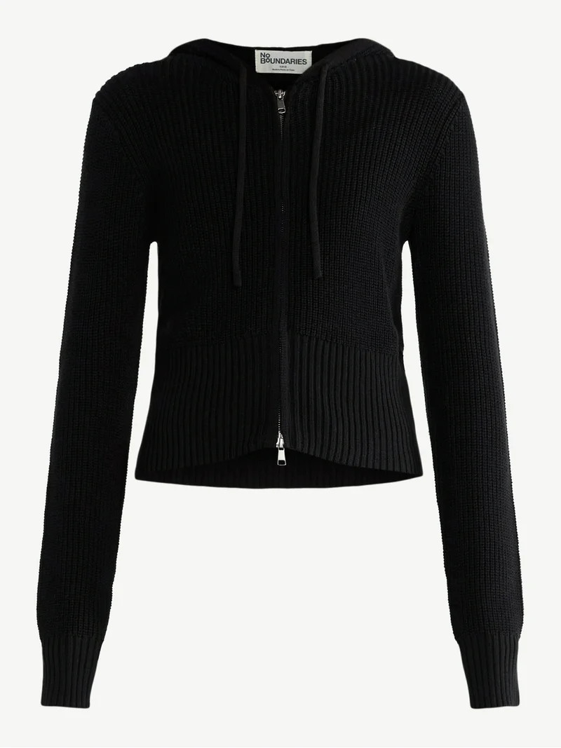 No Boundaries Two Way Zip Up Hoodie Sweater, Lightweight, Women's - Walmart.com | Walmart (US)