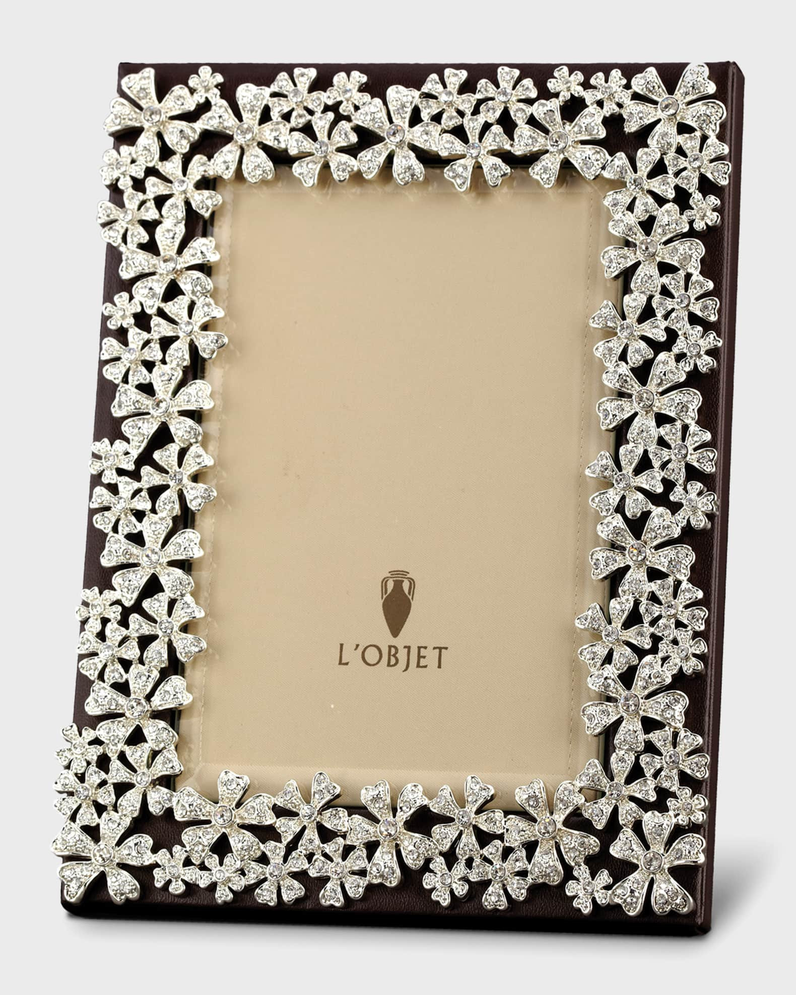 L'Objet Platinum-Plated Swarovski® Crystal Garland Picture Frame, 4 x 6 | Neiman Marcus