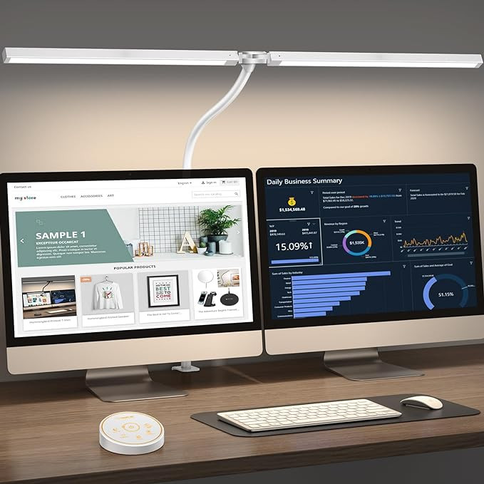 Led Desk Lamp for Office Home - Eye Caring Architect lamp with Clamp,Dual Screen Computer Monitor... | Amazon (US)