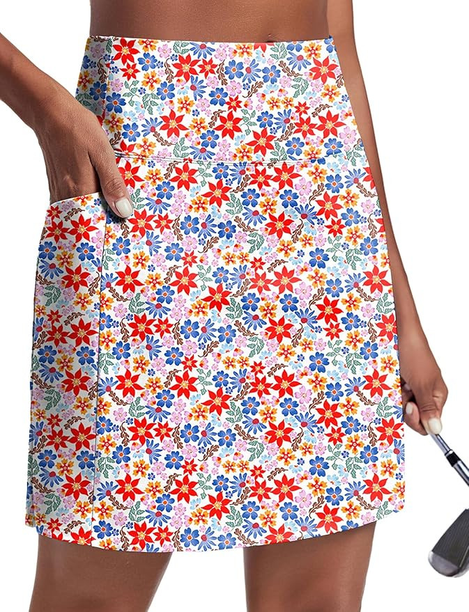 PINSPARK 19" Knee Length Skorts for Woman UPF 50+ Golf Skirts High Waisted Athletic Tennis Pickle... | Amazon (US)