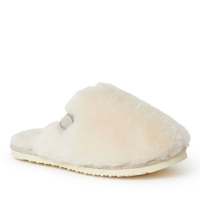 Fireside By Dearfoams Women's Shelly Beach Genuine Shearling Fuzzy Scuff Slipper - Natural Size 9 | Target