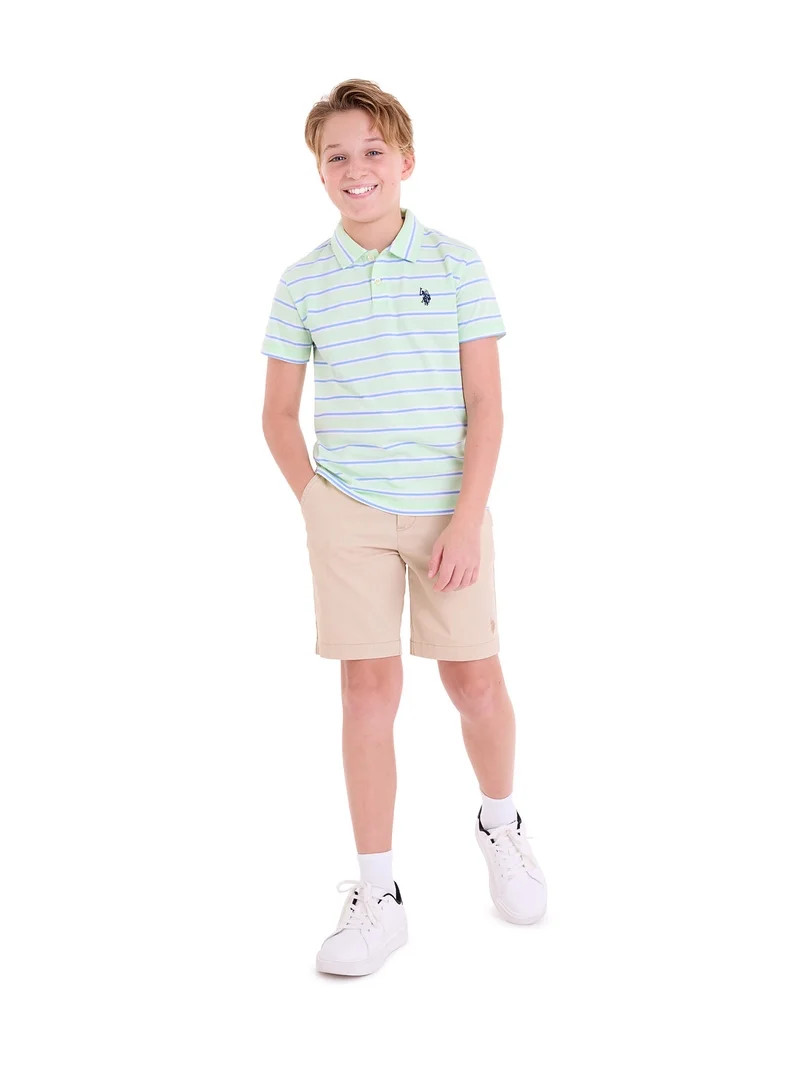U.S. Polo Assn. Boys Stripe Jersey Polo Shirt, Sizes 4-18 | Walmart (US)