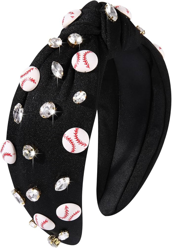 boderier Game Day Headband Baseball Knotted Headband for Women Bejeweled Sports Hairband Crystal ... | Amazon (US)