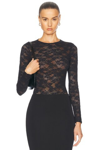 fleur du mal Le Stretch Long Sleeve Bodysuit in Black | FWRD 