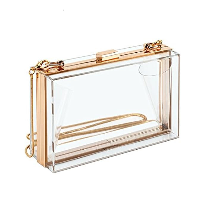 Cute Transparent Clear Acrylic Crossbody Box Clutch Evening Bag Shoulder Handbag Gold Chain Purse Fo | Amazon (US)