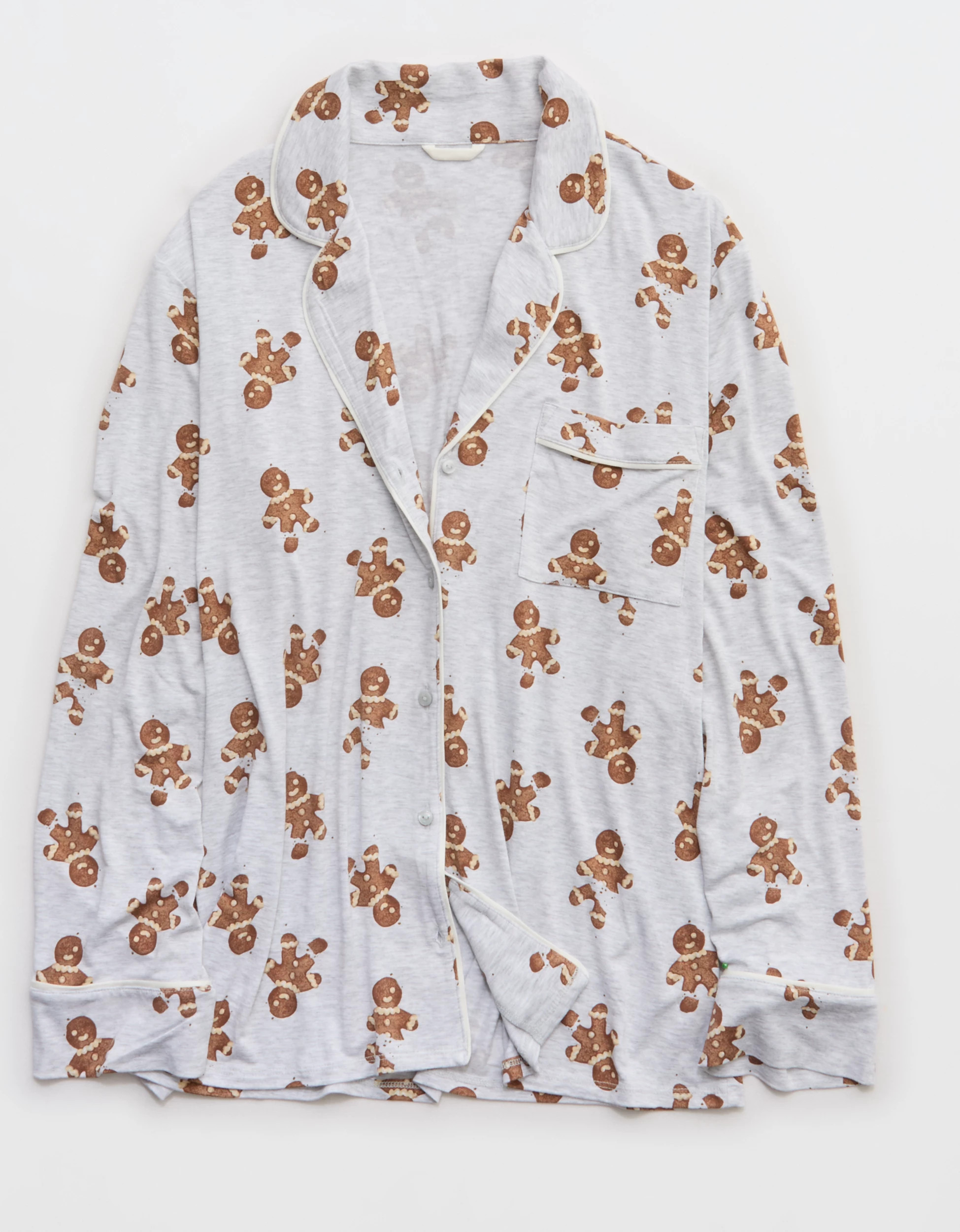 Aerie Real Soft\u00ae Piping Long Sleeve PJ Top | Aerie