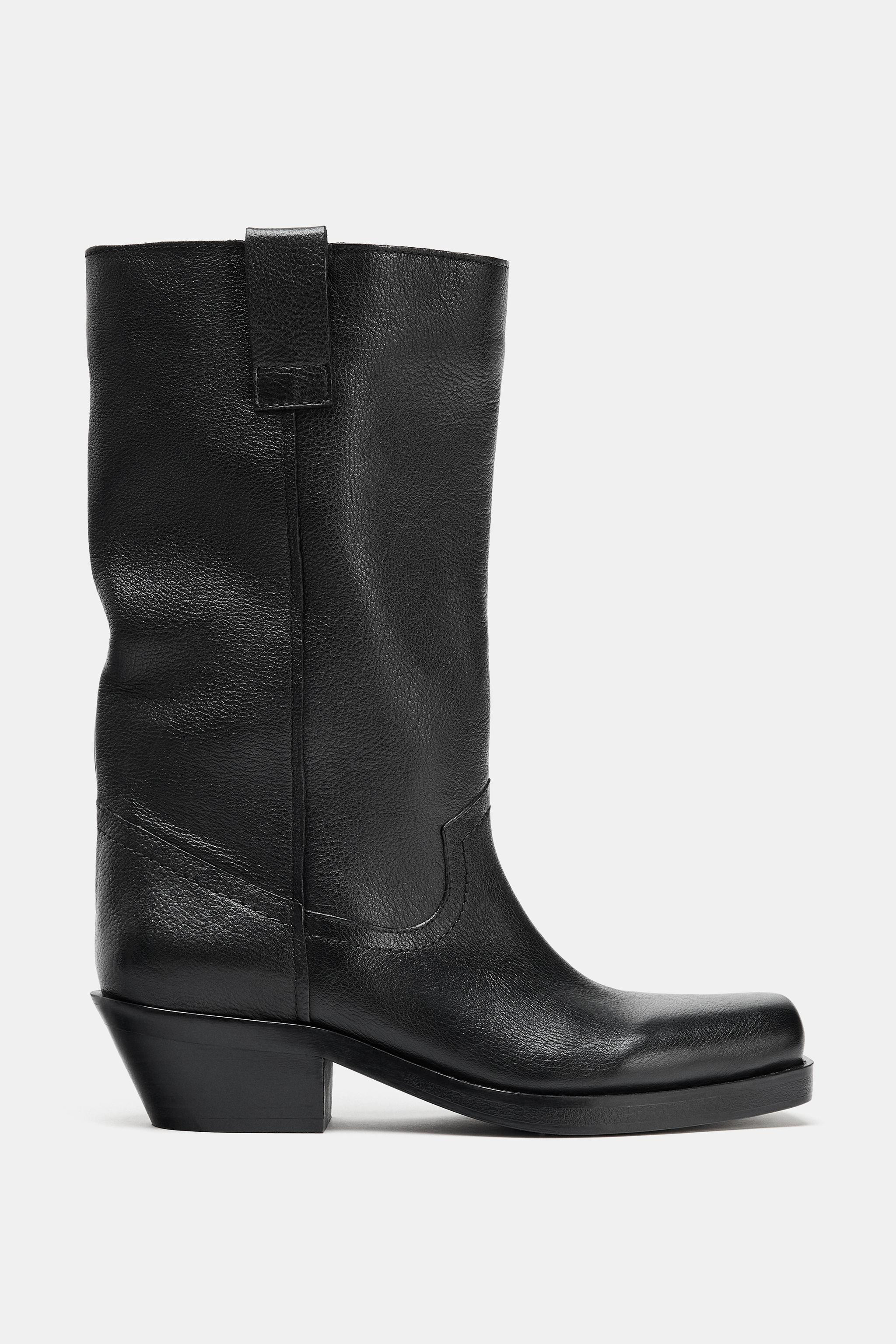 COWBOY-STIEFELETTE AUS LEDER | Zara DE
