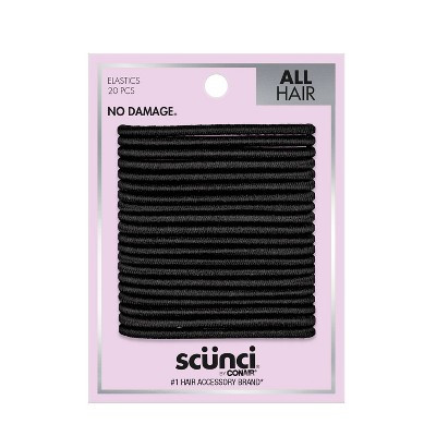 scünci No Damage Elastic Hair Ties - Black - All Hair - 20pcs | Target
