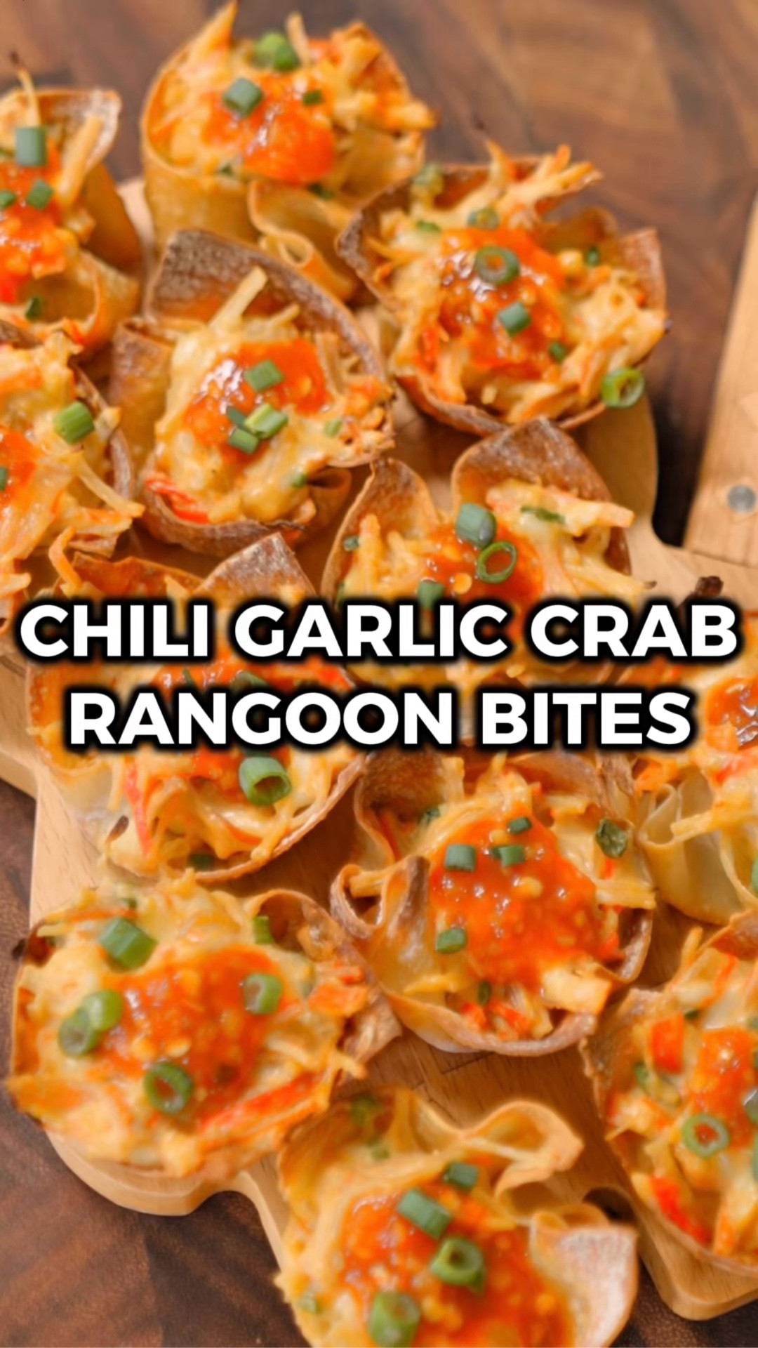 These chili garlic crab rangoon bites are packed with flavor and are he perfect combo of cheesy, savory, and crispy! 😋

They’re super easy to make with a muffin pan, and it’s one of the most satisfying bites you’ll have this year.

Would you try it? Let me know in the comments what you think if you do! 🙌

INGREDIENTS:
24 wonton wrappers
8 oz cream cheese (softened)
8 oz imitation crab (shredded)
1 cup mozzarella (shredded)
2 green onions (chopped)
3 tbsp chili garlic sauce
2 tsp soy sauce
1 tsp garlic powder
1.5 tsp sugar
1/2 tsp white pepper
pinch of salt
vegetable oil

Optional:
1 scallion (garnish)
chili garlic sauce (garnish)

INSTRUCTIONS
1️⃣ Preheat oven to 350 F.
2️⃣ Place a wonton wrapper in each cup of the muffin pan. Place in the oven for 8 minutes.
3️⃣ In a mixing bowl, mix together cream cheese, shredded imitation crab, shredded mozzarella, chopped scallions, soy sauce, garlic powder, sugar, salt, white pepper, and chili garlic sauce.
4️⃣ Take the muffin pan out of the oven once done, and spoon some of the crab mixture into each wonton wrapper. Put the pan back in the oven for another 8 minutes.
5️⃣ Garnish with more chopped scallions and chili garlic sauce.
6️⃣ Enjoy!

#LTKfoodie #LTKHome