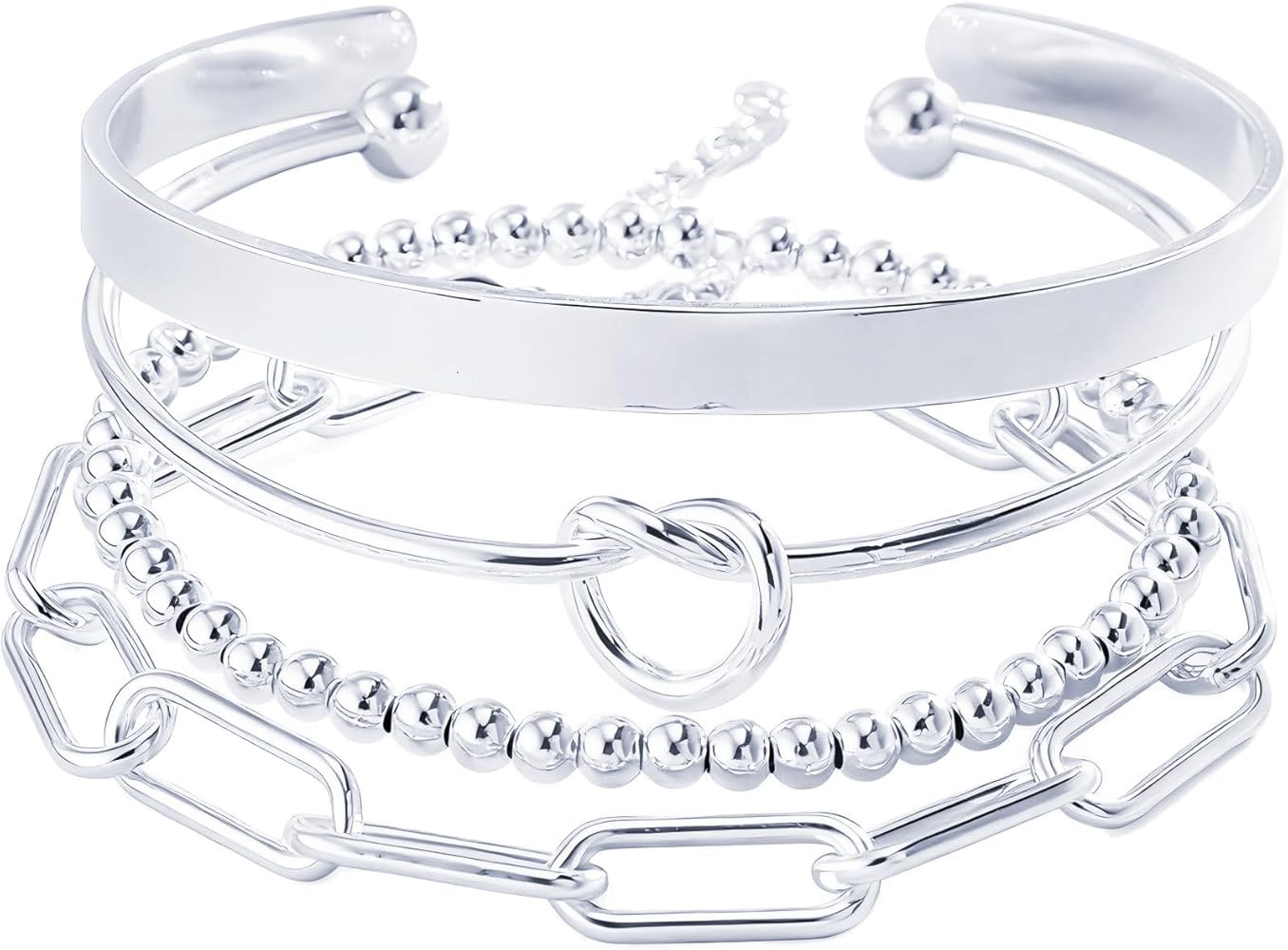 Reoxvo Gold Plated Bangle Cuff Bracelets for Women Non Tarnish Gold Bracelet Stack Jewelry Set fo... | Amazon (US)