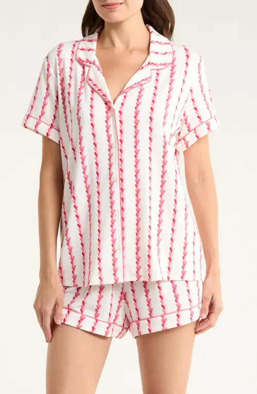 Nordstrom Moonlight Eco Short Pajamas in Ivory- Red Painted Heart Chain at Nordstrom, Size X-Large | Nordstrom