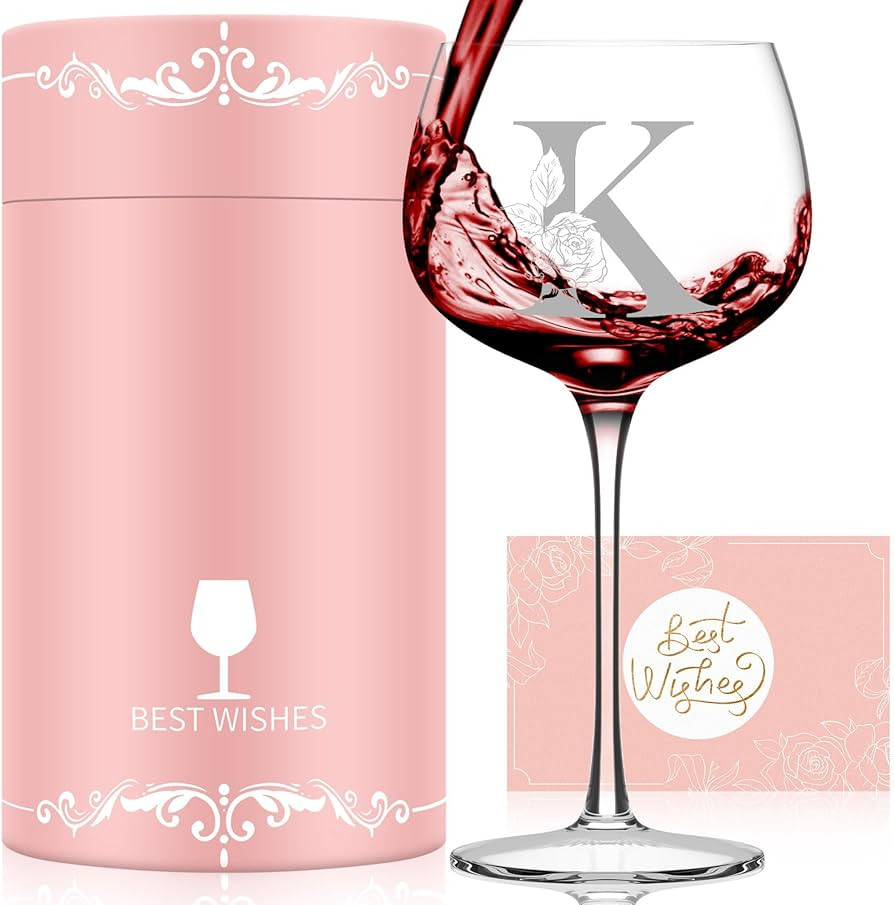 Personalized Gifts for Women, Monogrammed A-Z Wine Glass Customized Gift, Unique Christmas Birthd... | Amazon (US)