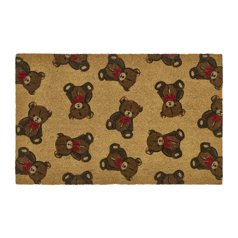 My Texas House Natural Multi Teddy Bear Red Bow Coir Mat, 30"x48" - Walmart.com | Walmart (US)