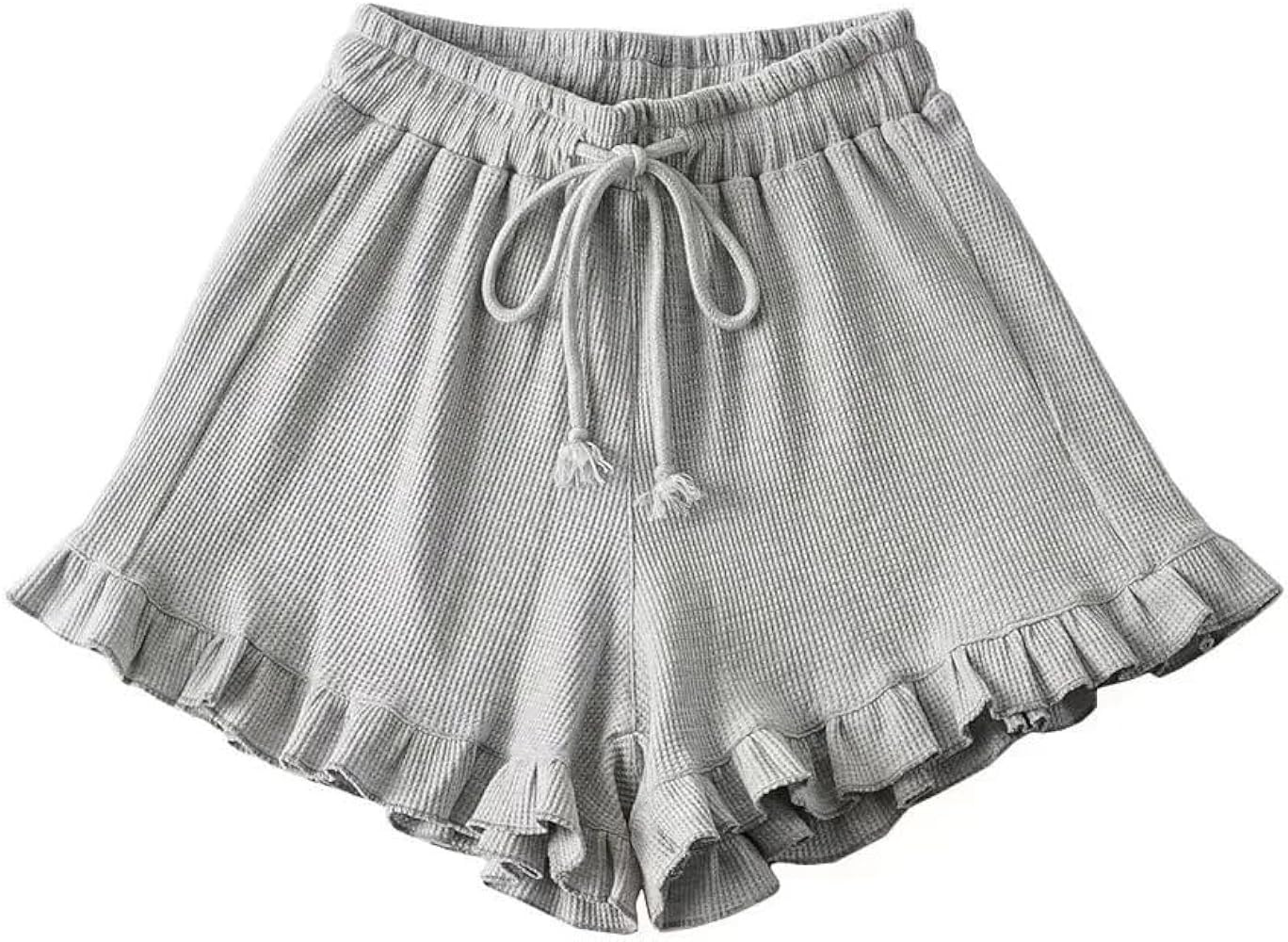 Women‘s High Waist Casual Shorts with Ruffles & Pockets - Drawstring Summer Lounge Shorts for V... | Amazon (US)