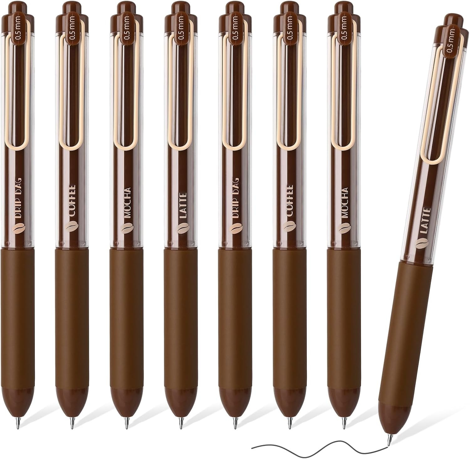 BAYTORY 8Pcs Retractable Gel Pens, Smooth Writing Black Ink Pen (Coffee) | Amazon (US)
