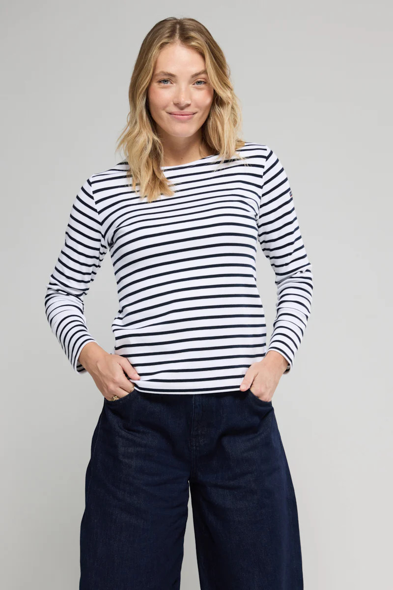 Shirt im Marine-Stil \u201eLesconil - aus dicker Baumwolle - Damen - Blanc/Rich navy | Armor-lux (DE)