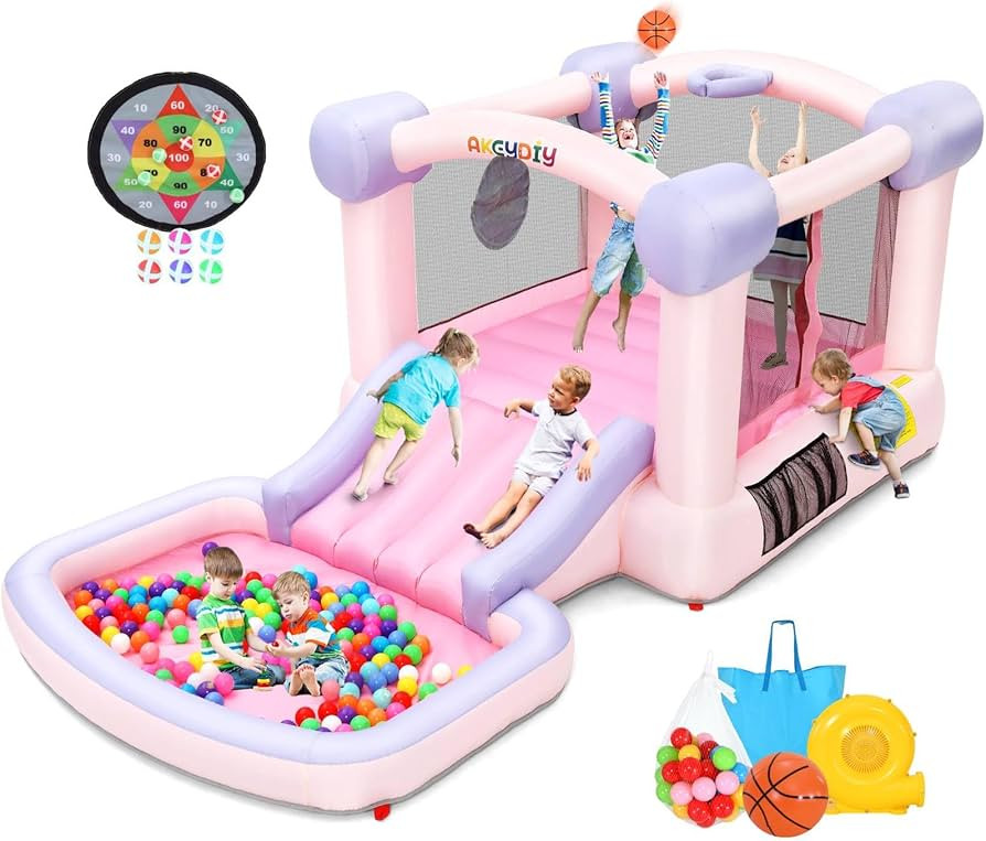 AKEYDIY Bounce House with Blower, 161x82x63 Inch Inflatable Bounce House Castle with Ball Pit and... | Amazon (US)