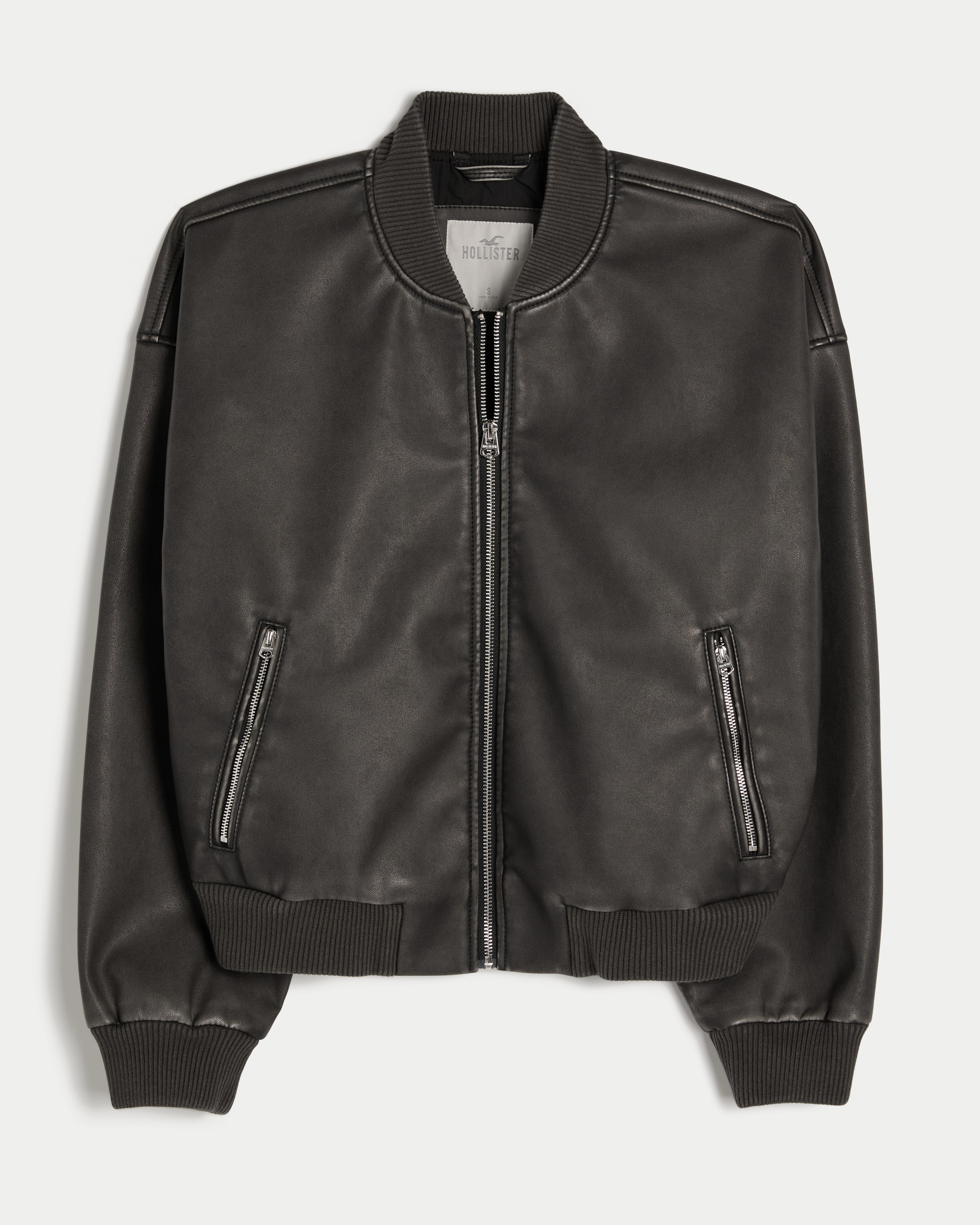 Vegan Leather Bomber Jacket | Hollister (US)