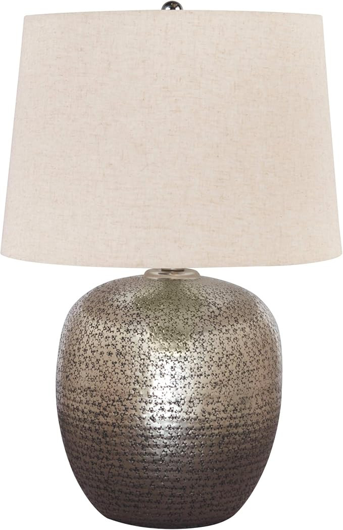 Signature Design by Ashley Magalie Contemporary 23.13" Hammered Aluminum Single Table Lamp, Antiq... | Amazon (US)