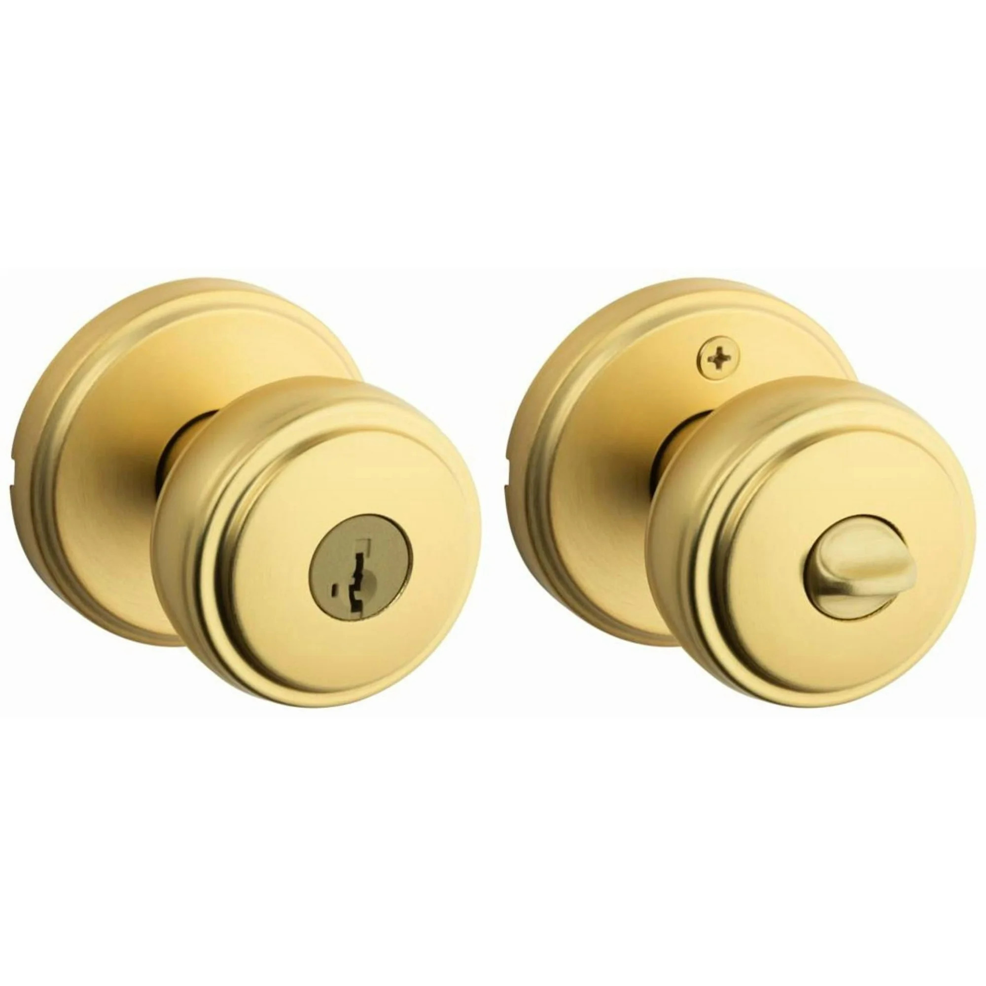 Kwikset 740Sok-S Sora Single Cylinder Keyed Entry Door Knob Set - Brass | Walmart (US)