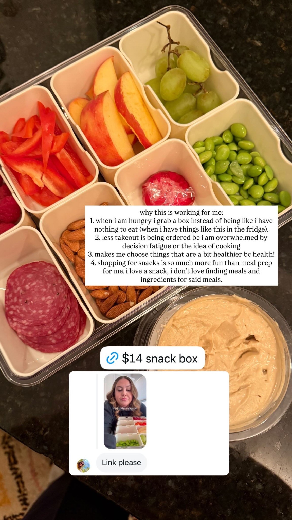 this is my idea to help me order takeout less! less decision fatigue when you have a box of fun snacks! box is only $13 and holds a LOT. this is a box for 2-3 meals. 

#LTKfoodie #LTKdayinmylife #LTKPlusSize