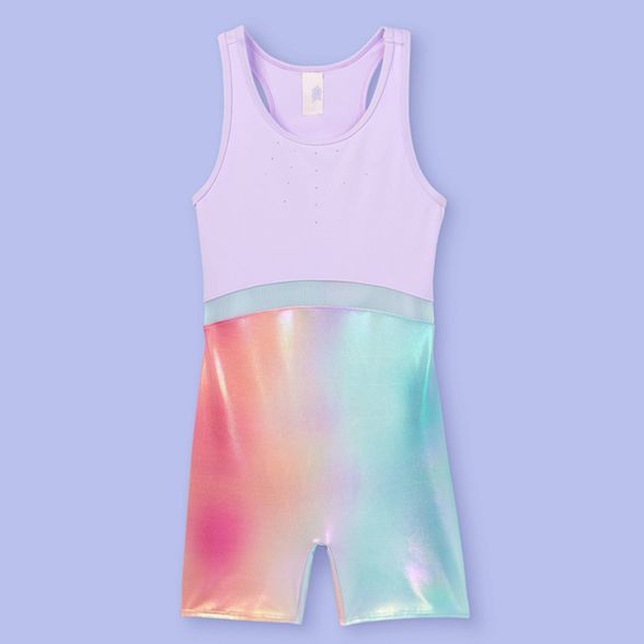 Girls' Iridescent Rainbow Gymnastics Biketard - More Than Magic™ | Target