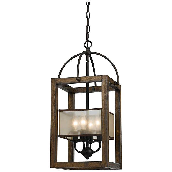 Cal Lighting Harper Wood 12" Wide Iron Candelabra Pendant Chandelier - #3F525 | Lamps Plus | Lamps Plus
