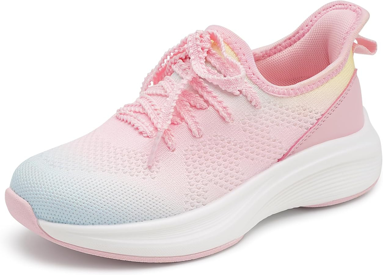 Stelle Girls Sneakers Kids Tennis Running Shoes Athletic Lace Up Non Slip Lightweight Breathable ... | Amazon (US)