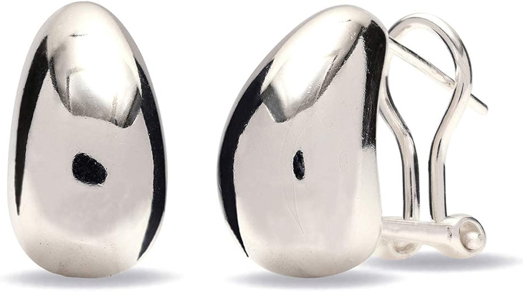 LeCalla 925 Sterling Silver Medium Large Omega Back Pierced Stud Earrings for Women Jewelry | Amazon (US)