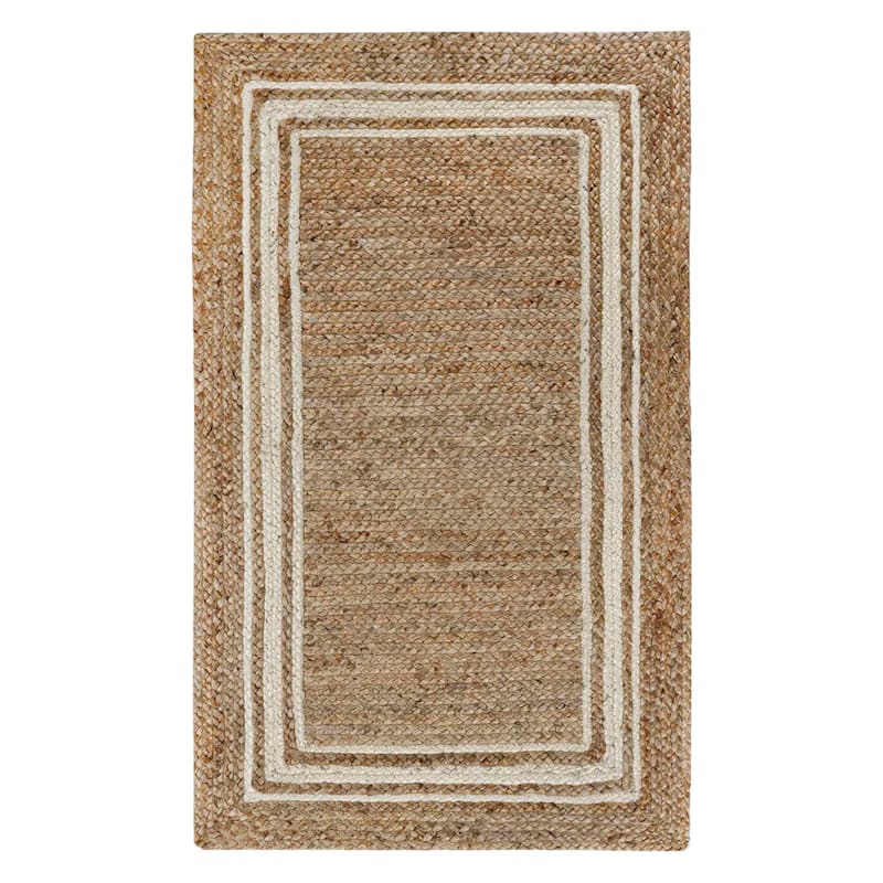 Braided Border Natural & Ivory Jute Accent Rug, 27x45 | At Home