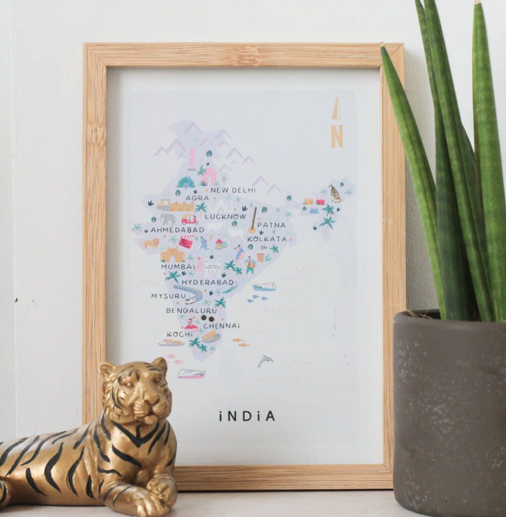 India Illustrated Map | Not On The High Street