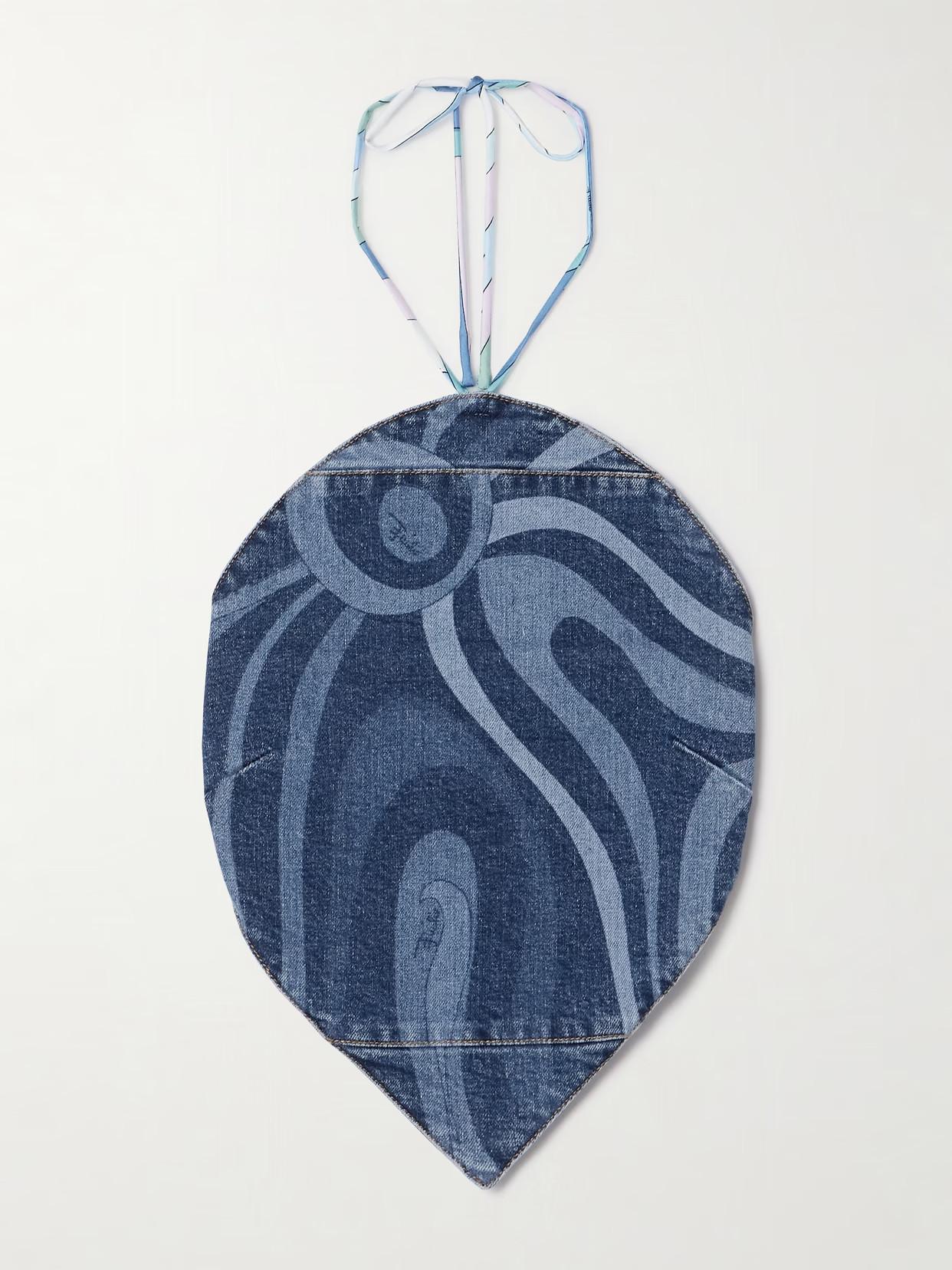 PUCCI - Cropped Printed Denim Halterneck Top - Blue | NET-A-PORTER (UK & EU)