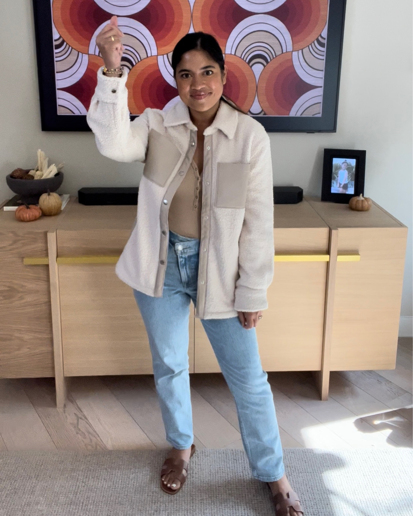 LTK sale happening Sunday through Tuesday! 25% off Abercrombie! 
Wearing small in shacket
Wearing 27 in jeans


#LTKSale #LTKsalealert #LTKSeasonal