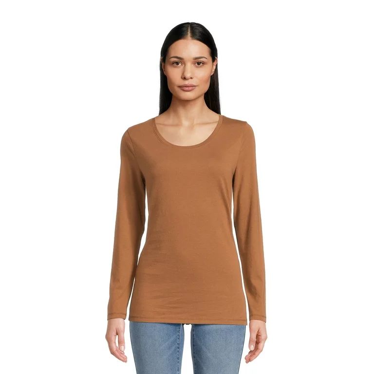No Boundaries Juniors Scoop Neck T-Shirt with Long Sleeves, Sizes XS-XXXL | Walmart (US)
