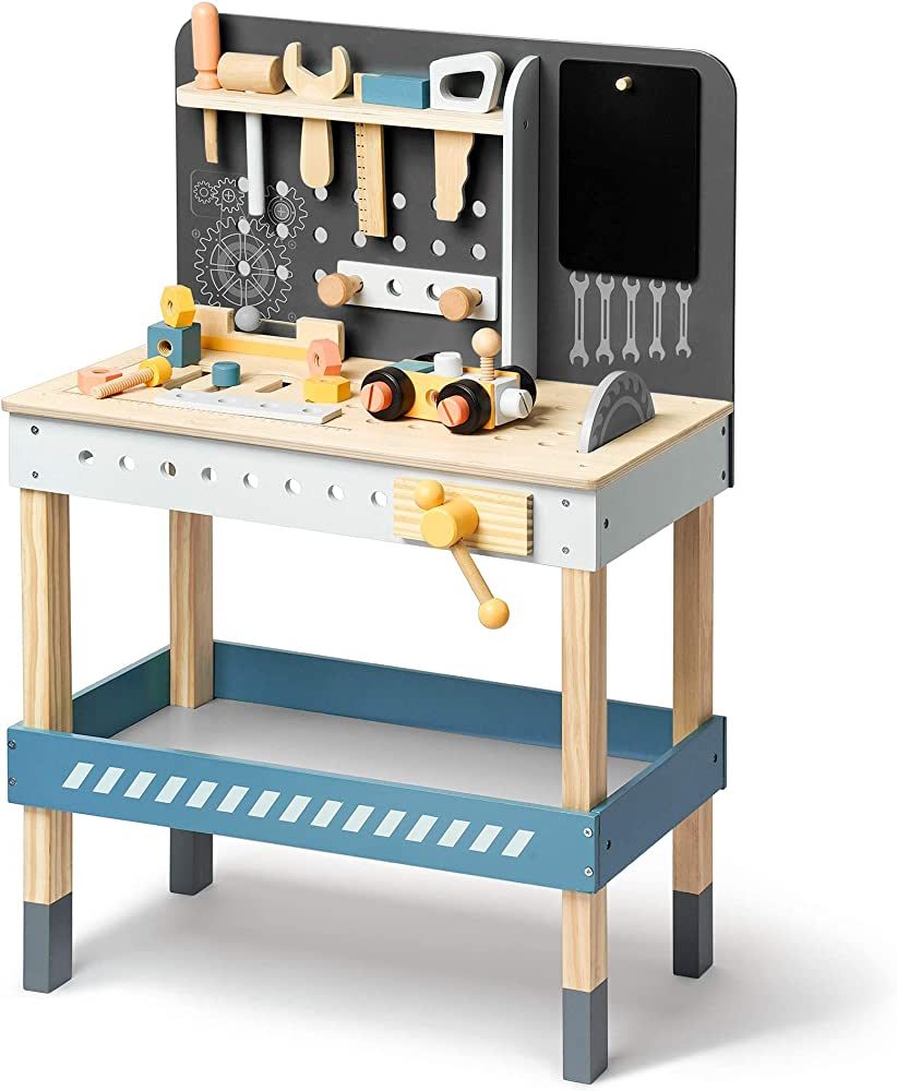 ROBUD Tool Bench Set for Toddlers Wooden Workbench Toy Workshop Construction Tools Bench Creative... | Amazon (US)