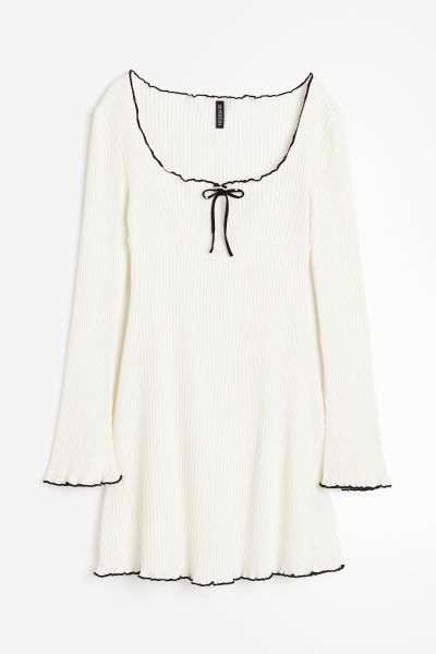 Ribbed Jersey Dress - White/black - Ladies | H&M US | H&M (US + CA)