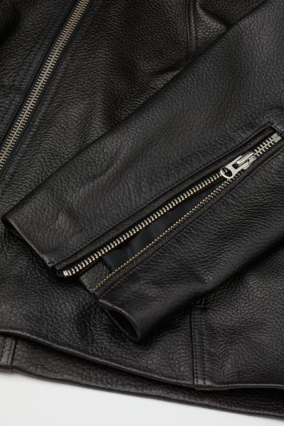 Kastige Lederjacke - Schwarz - Ladies | H&M AT | H&M (DE, AT, CH, NL, FI)